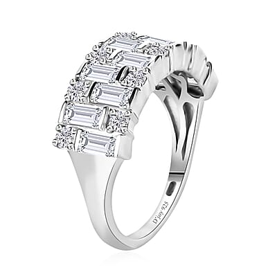 Moissanite Ring in Platinum Over Sterling Silver (Size 6.0) 1.70 ctw