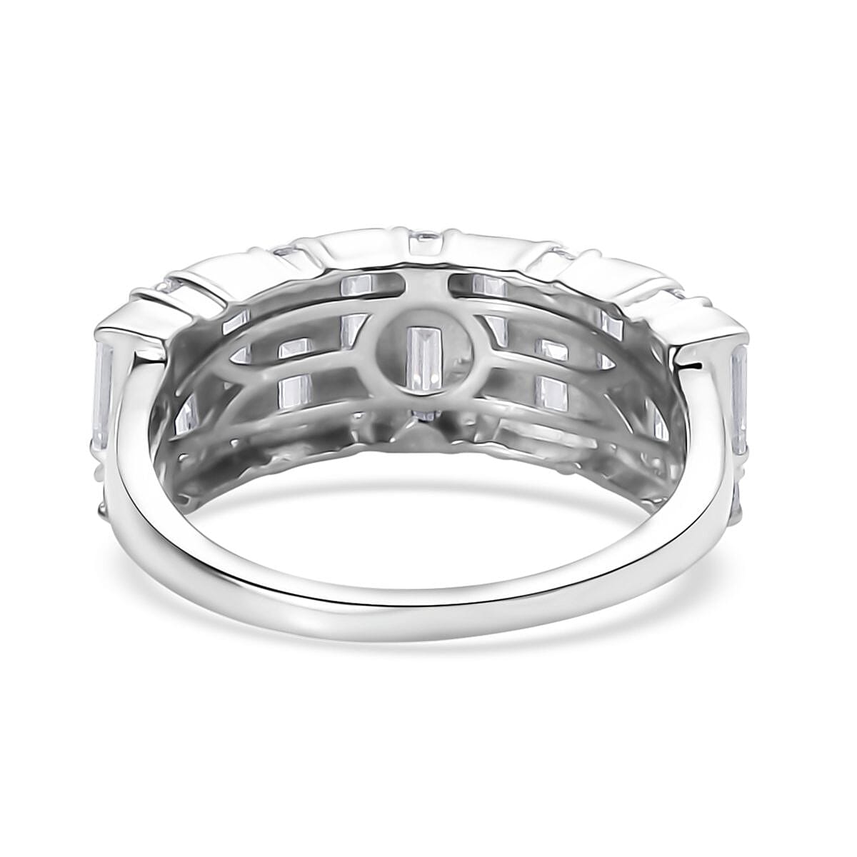 Moissanite Ring in Platinum Over Sterling Silver (Size 6.0) 1.70 ctw