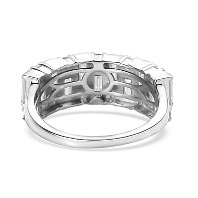 Moissanite Ring in Platinum Over Sterling Silver (Size 6.0) 1.70 ctw