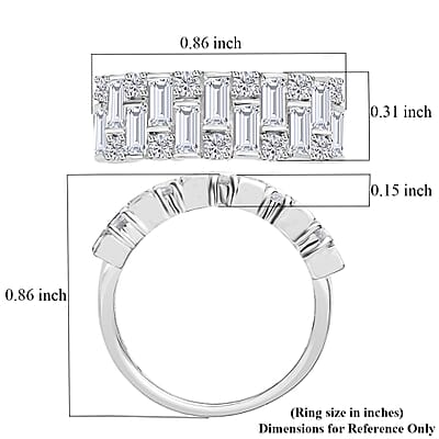 Moissanite Ring in Platinum Over Sterling Silver (Size 6.0) 1.70 ctw