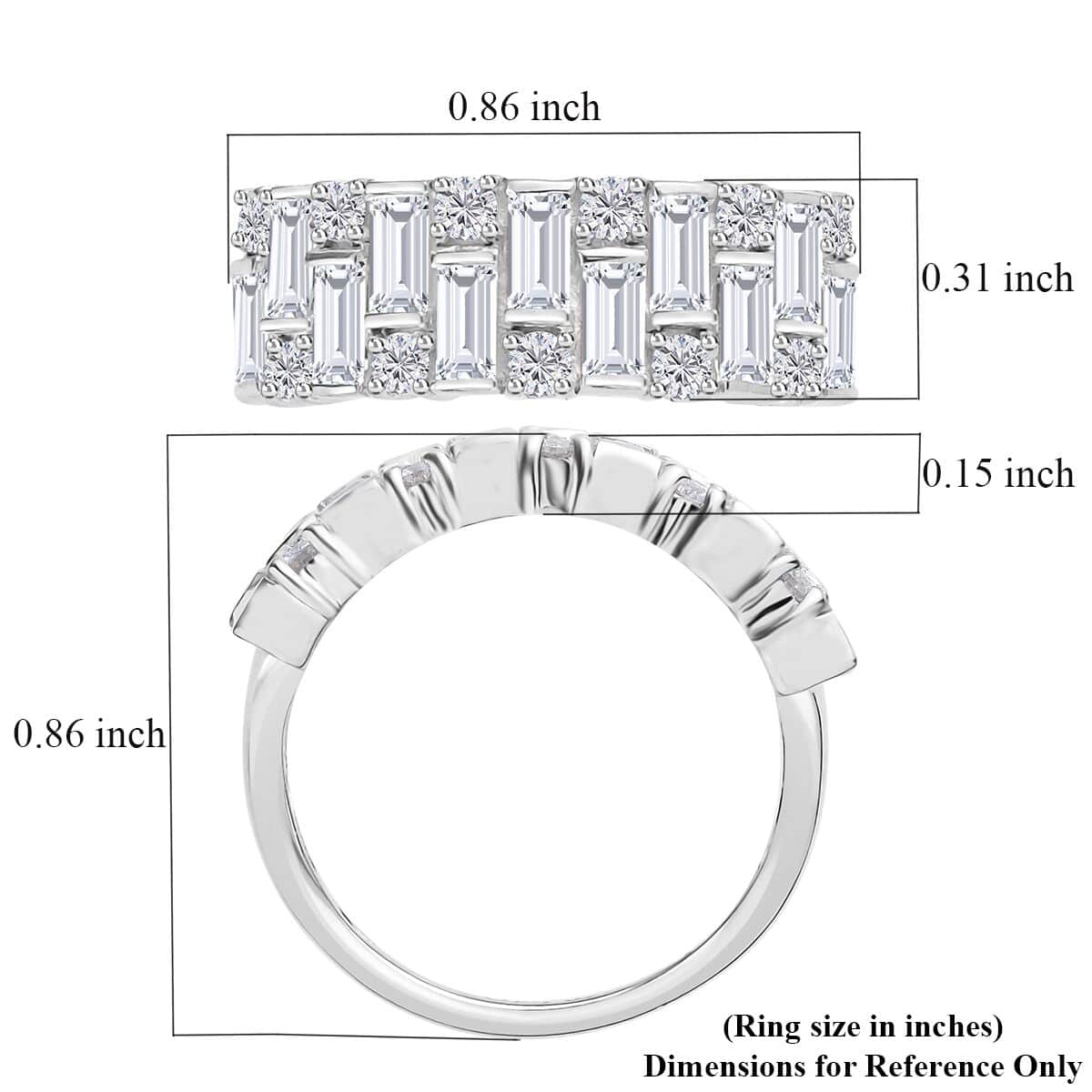 Moissanite Ring in Platinum Over Sterling Silver (Size 8.0) 1.70 ctw image number 5