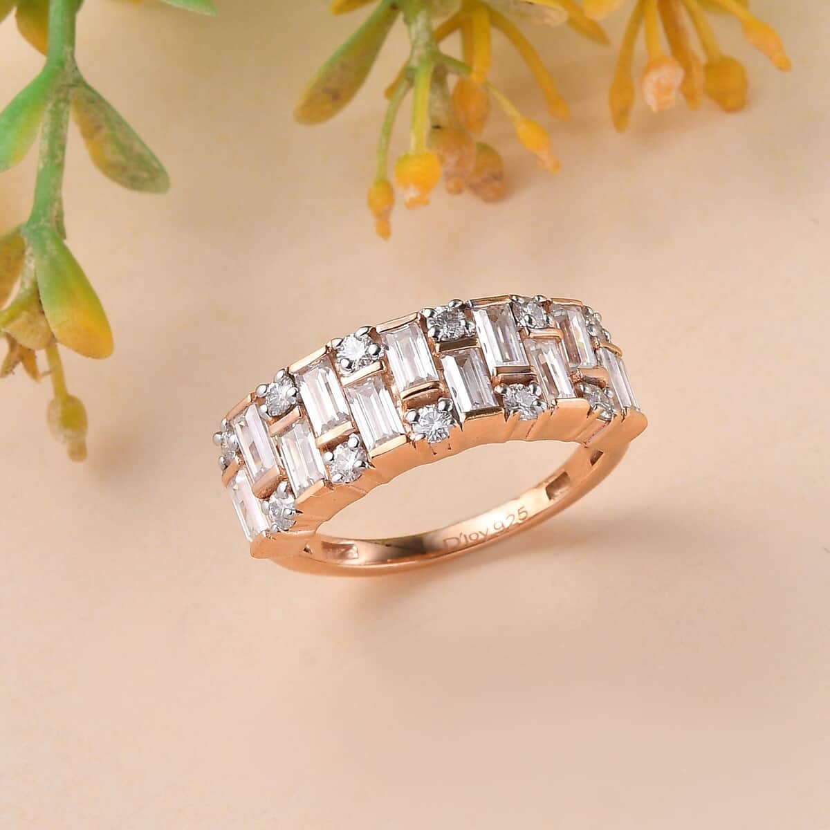 Moissanite Ring in Vermeil Rose Gold Over Sterling Silver (Size 6.0) 1.70 ctw image number 1