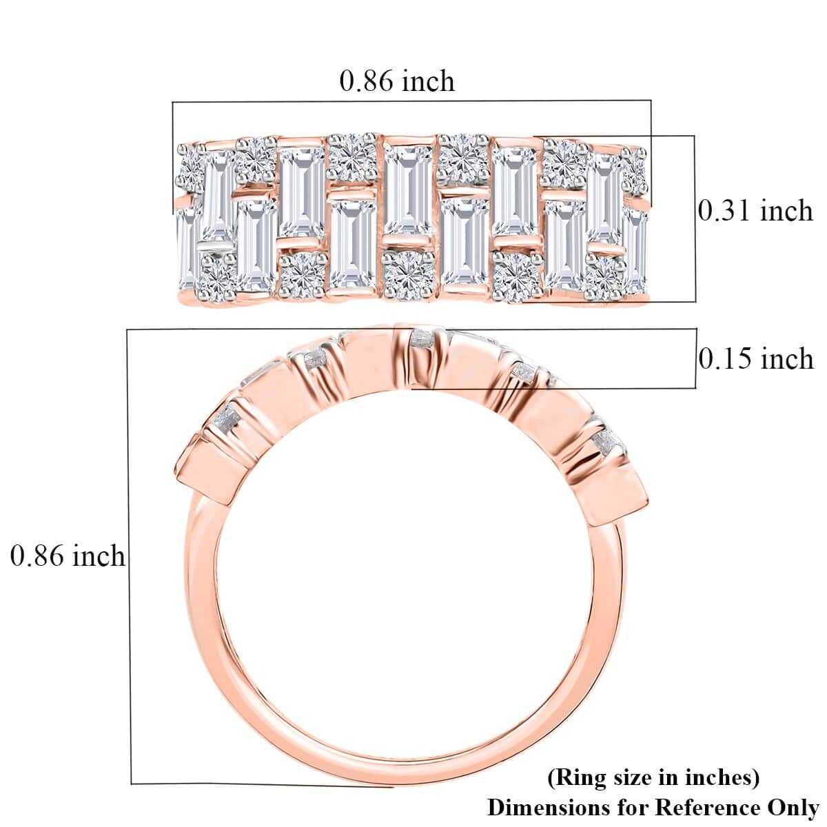 Moissanite Ring in Vermeil Rose Gold Over Sterling Silver (Size 6.0) 1.70 ctw image number 5