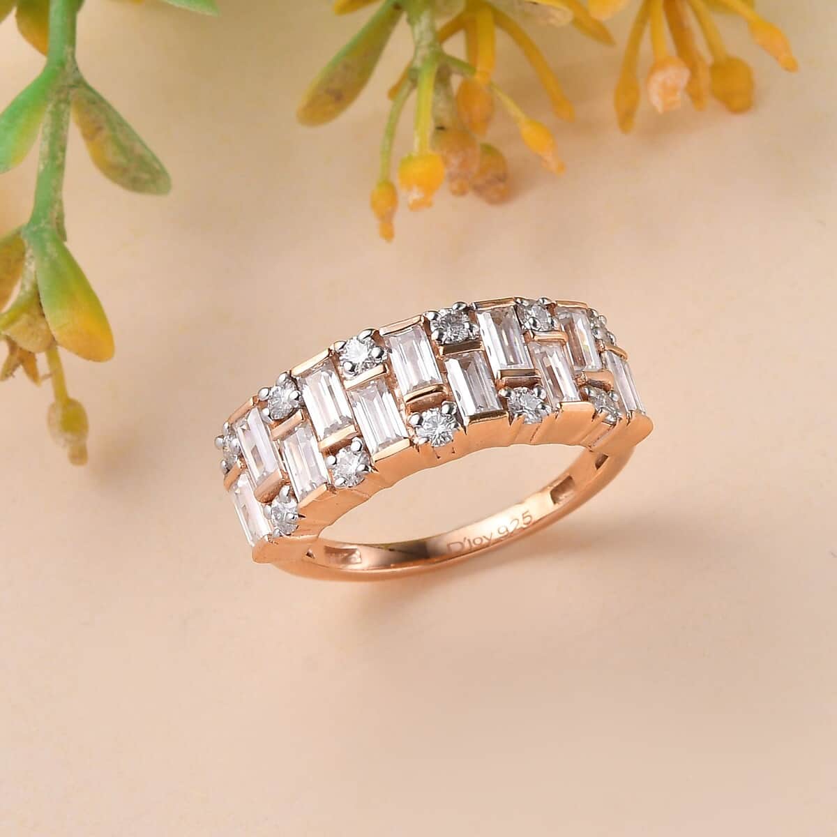 Moissanite Ring in Vermeil Rose Gold Over Sterling Silver (Size 9.0) 1.70 ctw image number 1