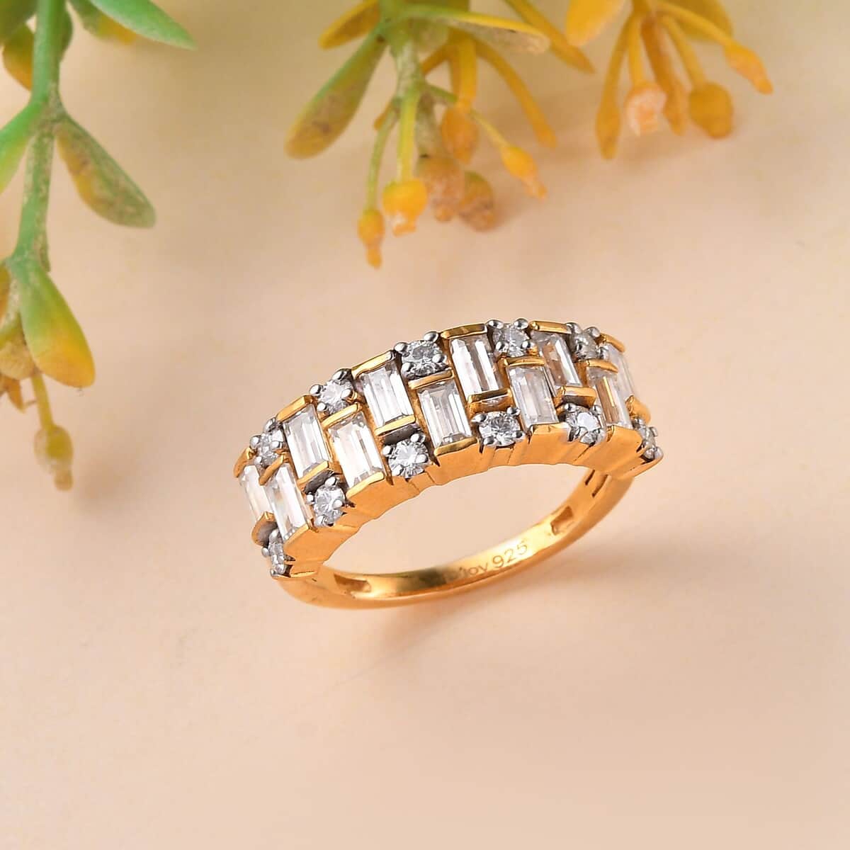 Moissanite Ring in Vermeil Yellow Gold Over Sterling Silver (Size 7.0) 1.70 ctw image number 1