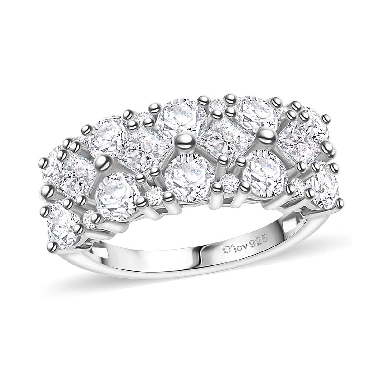 Moissanite 2.25 ctw Ring in Platinum Over Sterling Silver (Size 6.0)