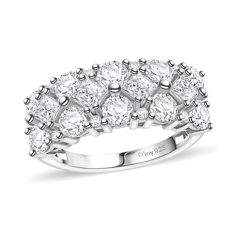 Moissanite 2.25 ctw Ring in Platinum Over Sterling Silver (Size 6.0)