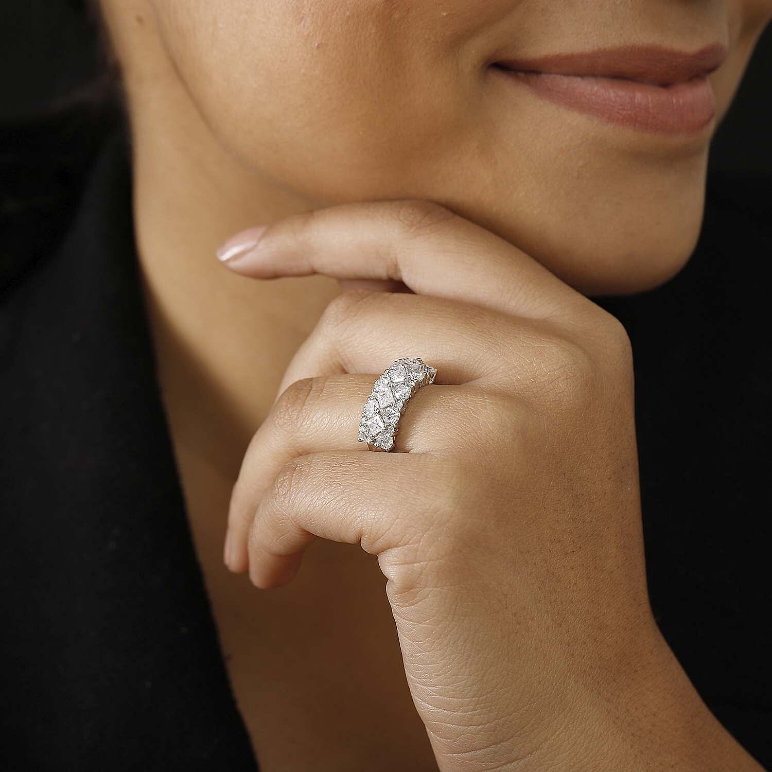 Moissanite 2.25 ctw Ring in Platinum Over Sterling Silver (Size 6.0)