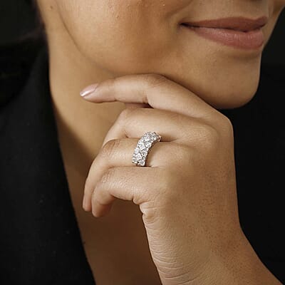 Moissanite 2.25 ctw Ring in Platinum Over Sterling Silver (Size 6.0)