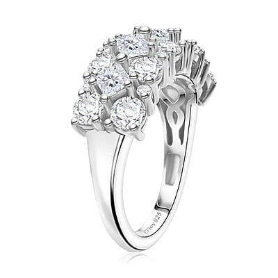 Moissanite 2.25 ctw Ring in Platinum Over Sterling Silver (Size 6.0)