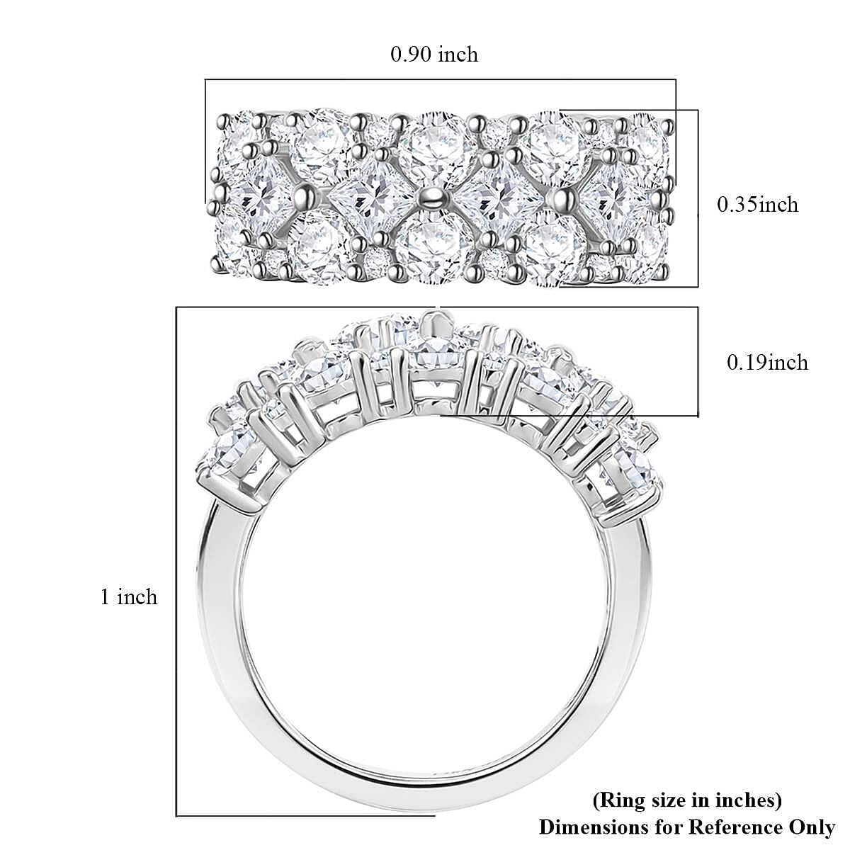 Moissanite 2.25 ctw Ring in Platinum Over Sterling Silver (Size 6.0)