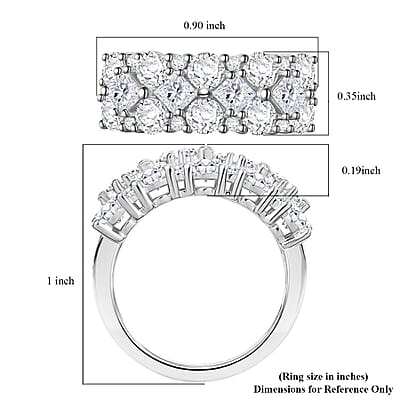 Moissanite 2.25 ctw Ring in Platinum Over Sterling Silver (Size 6.0)