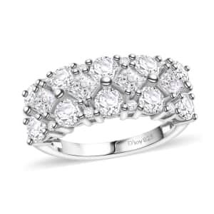 Moissanite 2.25 ctw Ring in Platinum Over Sterling Silver (Size 7.0)