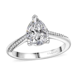 Moissanite 1.80 ctw Ring in Platinum Over Sterling Silver (Size 6.0)