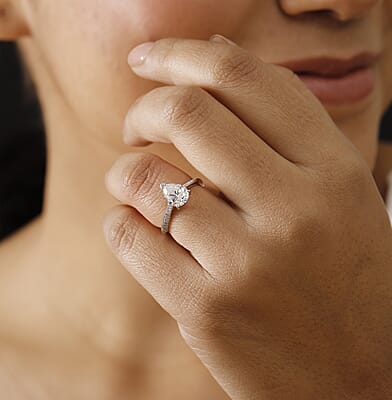 Moissanite 1.80 ctw Ring in Platinum Over Sterling Silver (Size 6.0)