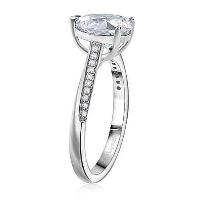 Moissanite 1.80 ctw Ring in Platinum Over Sterling Silver (Size 6.0)