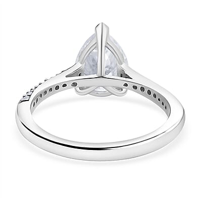 Moissanite 1.80 ctw Ring in Platinum Over Sterling Silver (Size 6.0)