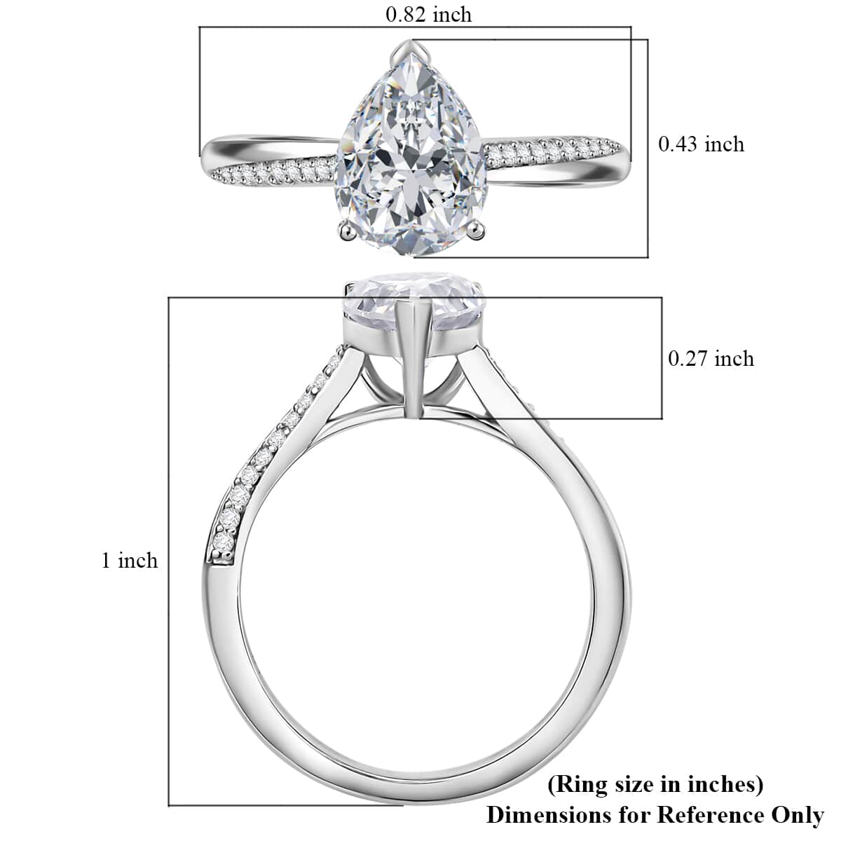 Moissanite 1.80 ctw Ring in Platinum Over Sterling Silver (Size 6.0) image number 5