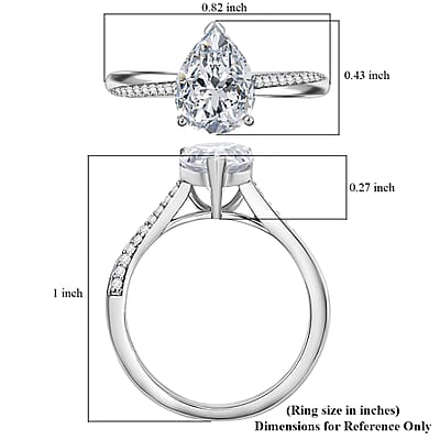 Moissanite 1.80 ctw Ring in Platinum Over Sterling Silver (Size 6.0)