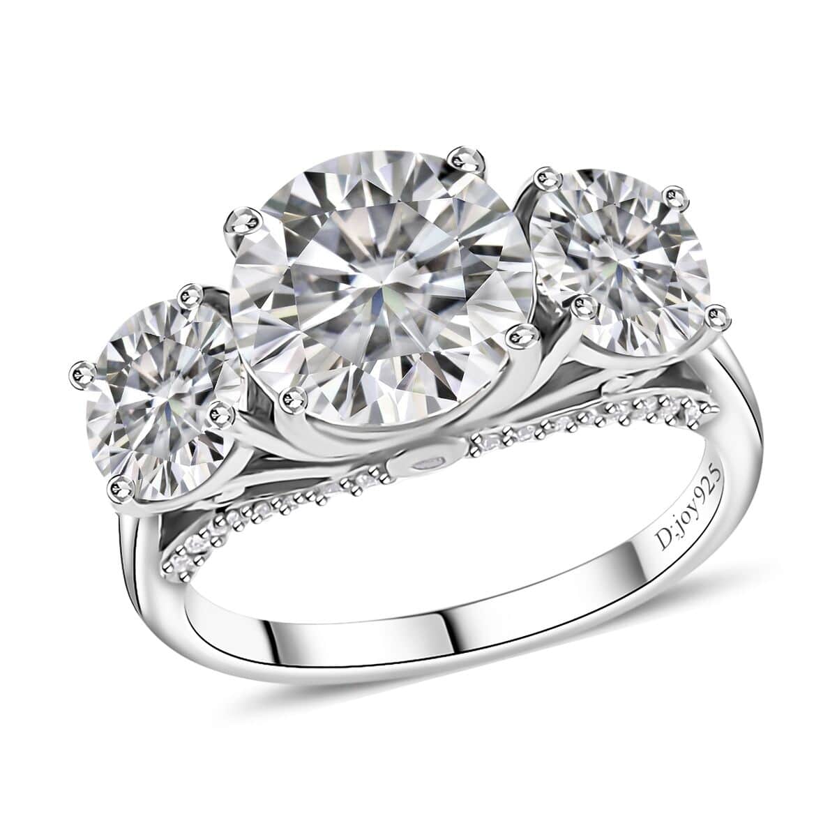 Moissanite Ring in Platinum Over Sterling Silver 4.25 ctw image number 0