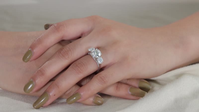 Moissanite Ring in Platinum Over Sterling Silver 4.25 ctw