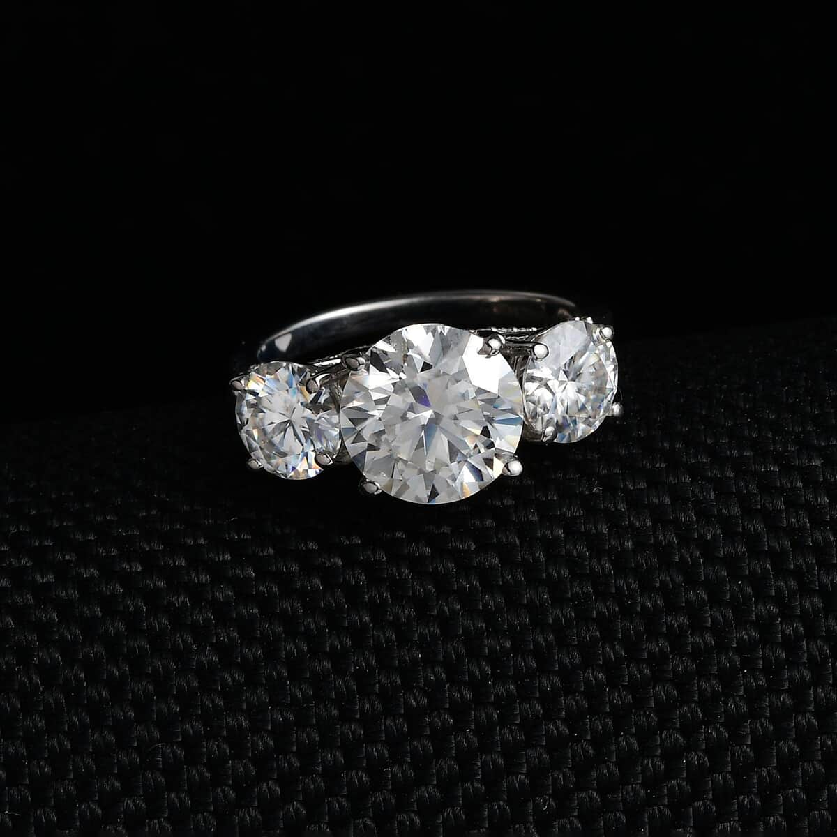 Moissanite Ring in Platinum Over Sterling Silver (Size 6.0) 4.25 ctw image number 1