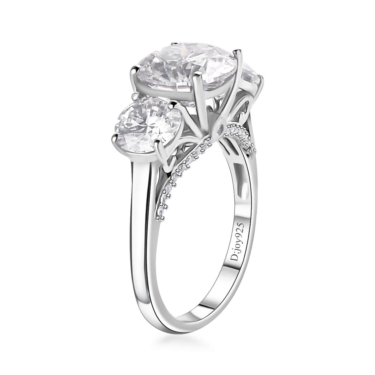 Moissanite Ring in Platinum Over Sterling Silver (Size 6.0) 4.25 ctw image number 3