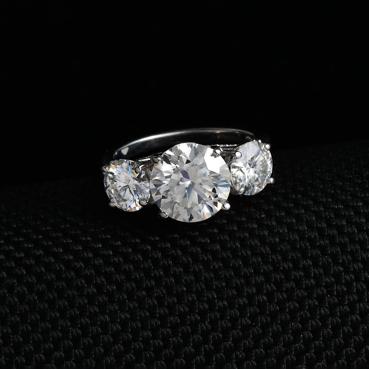 Moissanite Ring in Platinum Over Sterling Silver (Size 7.0) 4.25 ctw image number 1