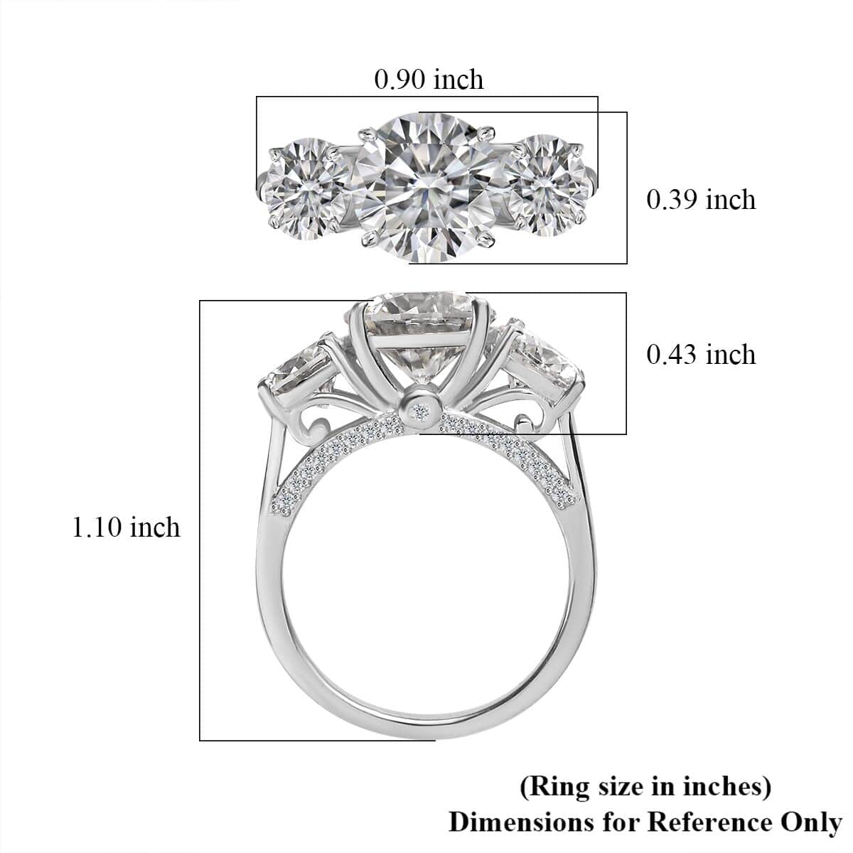 Moissanite Ring in Platinum Over Sterling Silver (Size 7.0) 4.25 ctw image number 5