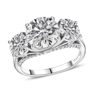 Moissanite Ring in Platinum Over Sterling Silver (Size 8.0) 4.25 ctw