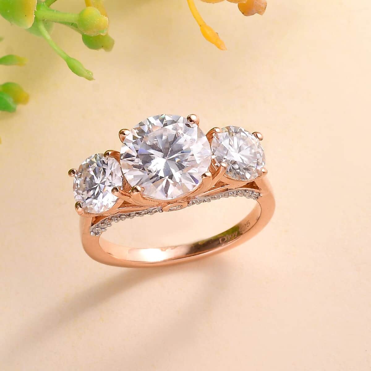 Moissanite Ring in Vermeil Rose Gold Over Sterling Silver (Size 6.0) 4.25 ctw image number 1