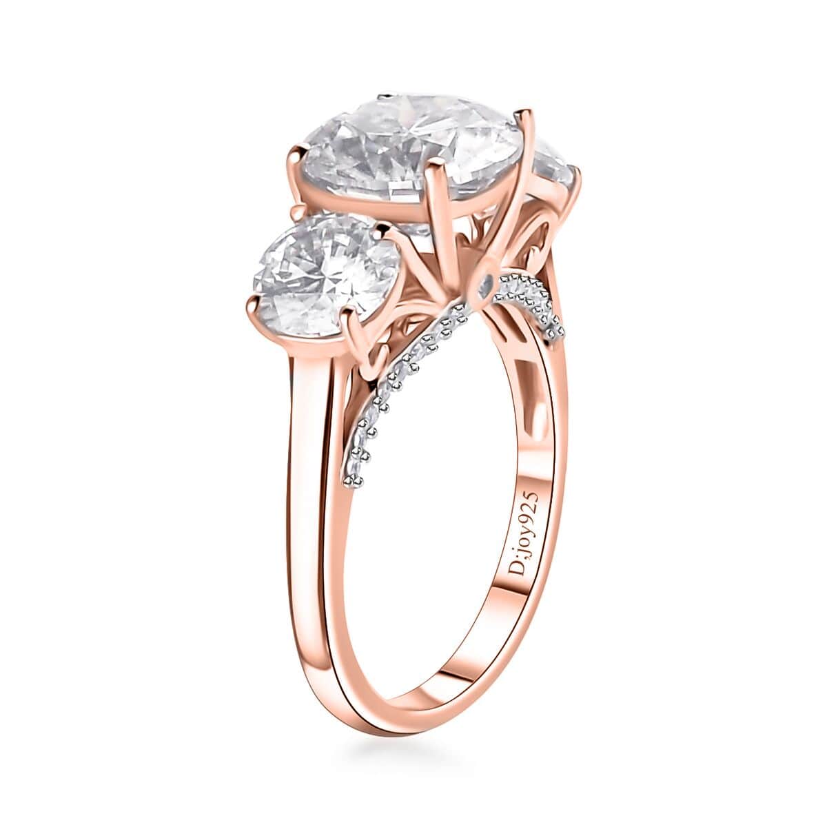 Moissanite Ring in Vermeil Rose Gold Over Sterling Silver (Size 6.0) 4.25 ctw image number 3