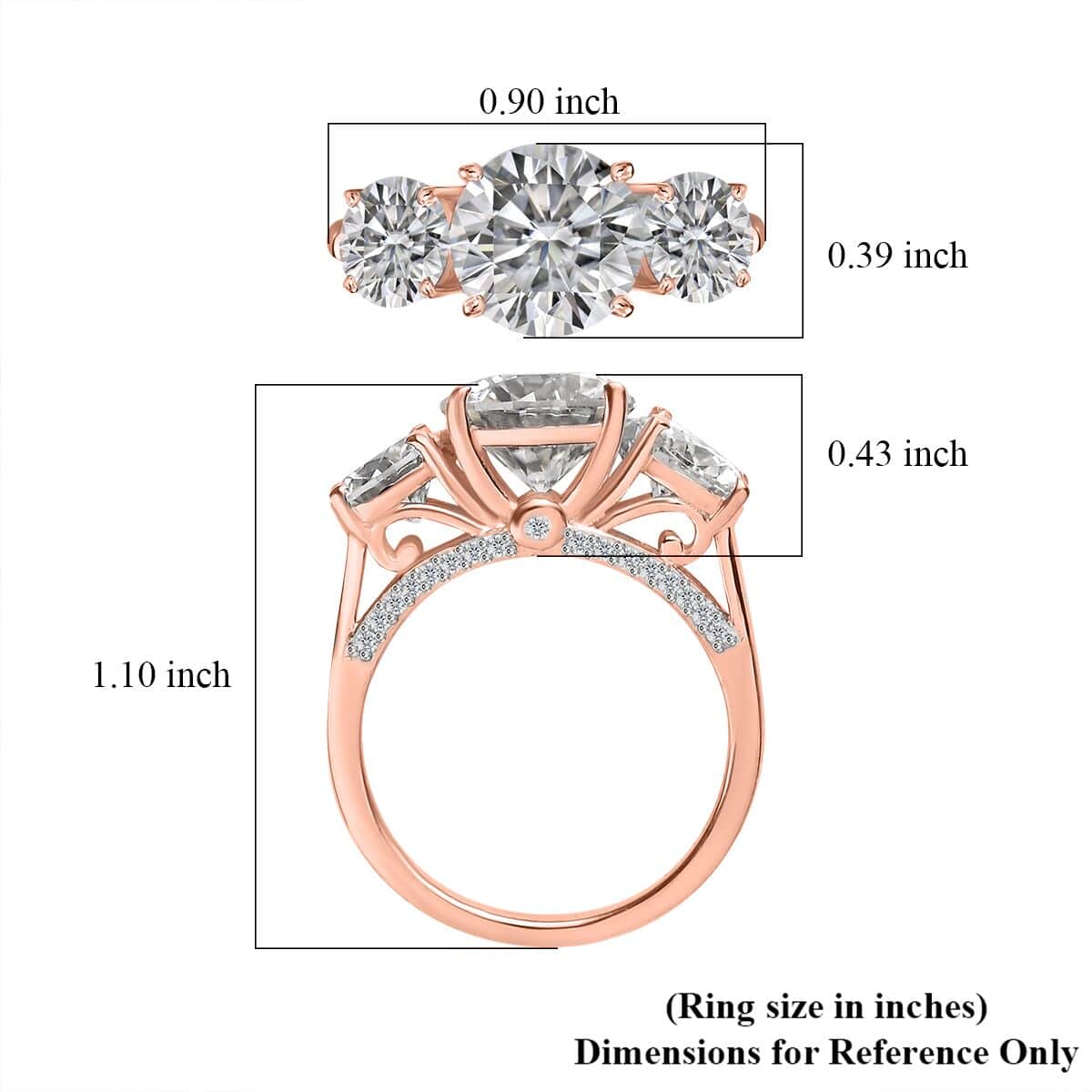 Moissanite Ring in Vermeil Rose Gold Over Sterling Silver (Size 6.0) 4.25 ctw image number 5
