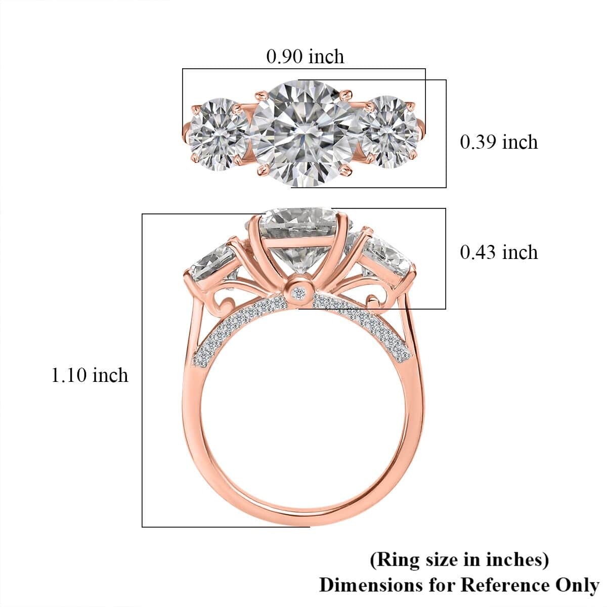 Moissanite Ring in Vermeil Rose Gold Over Sterling Silver (Size 7.0) 4.25 ctw image number 5