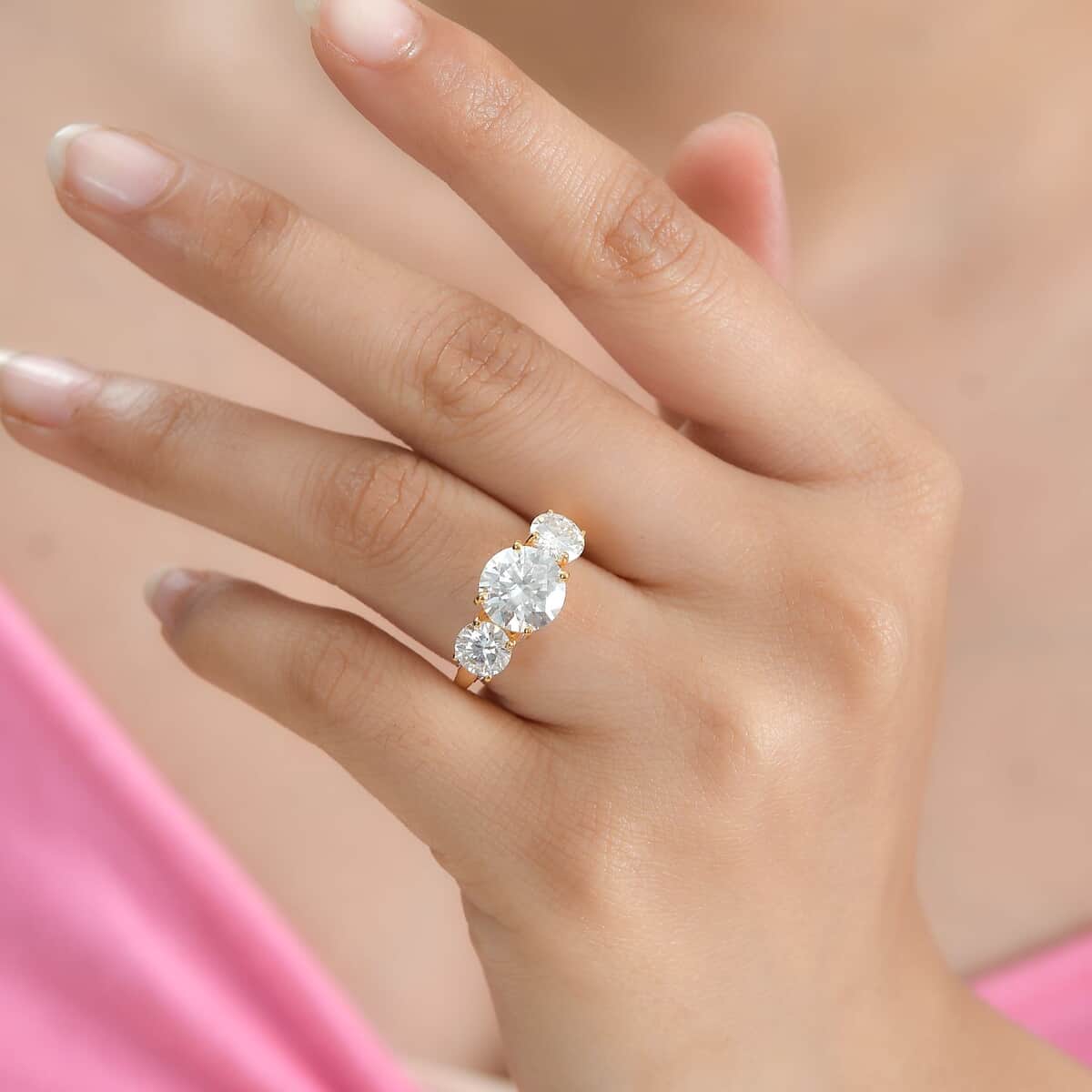 Moissanite Ring in Vermeil Yellow Gold Over Sterling Silver (Size 6.0) 4.25 ctw image number 2