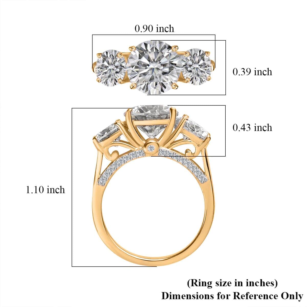 Moissanite Ring in Vermeil Yellow Gold Over Sterling Silver (Size 7.0) 4.25 ctw image number 5