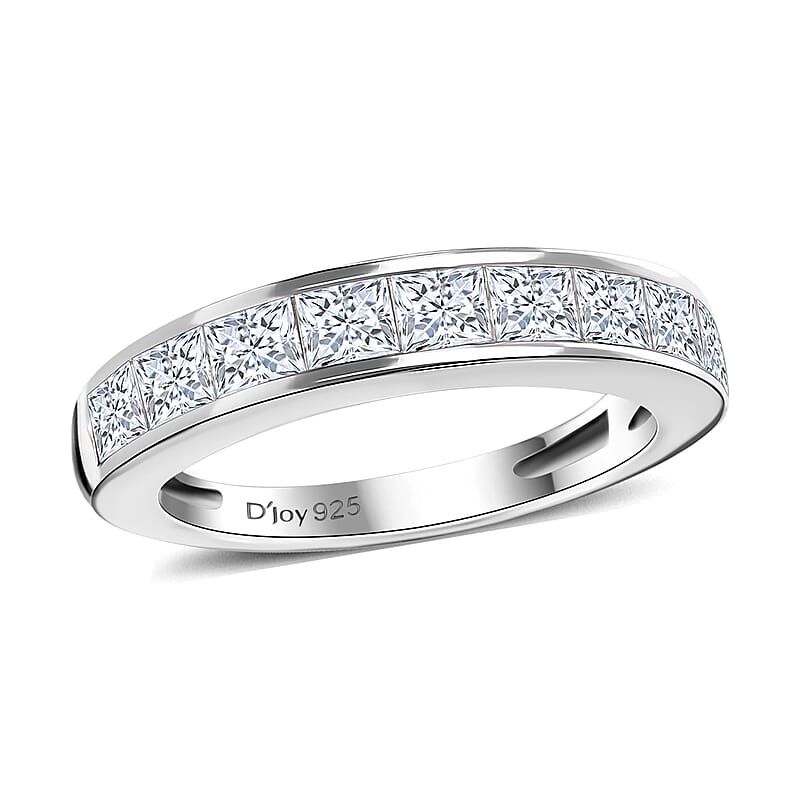 Moissanite 1.25 ctw Ring in Platinum Over Sterling Silver (Size 6.0)