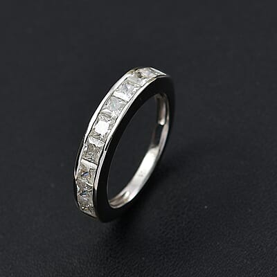 Moissanite 1.25 ctw Ring in Platinum Over Sterling Silver (Size 6.0)