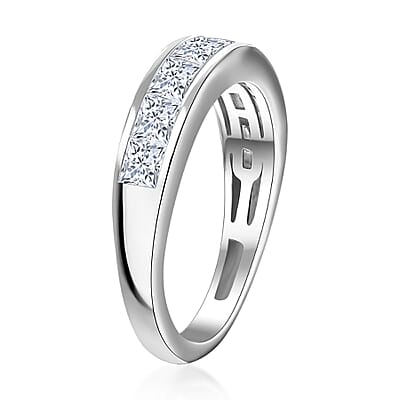 Moissanite 1.25 ctw Ring in Platinum Over Sterling Silver (Size 6.0)