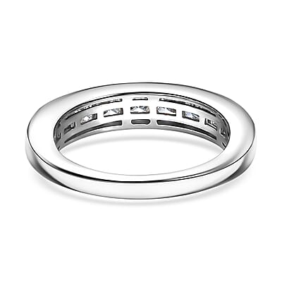 Moissanite 1.25 ctw Ring in Platinum Over Sterling Silver (Size 6.0)