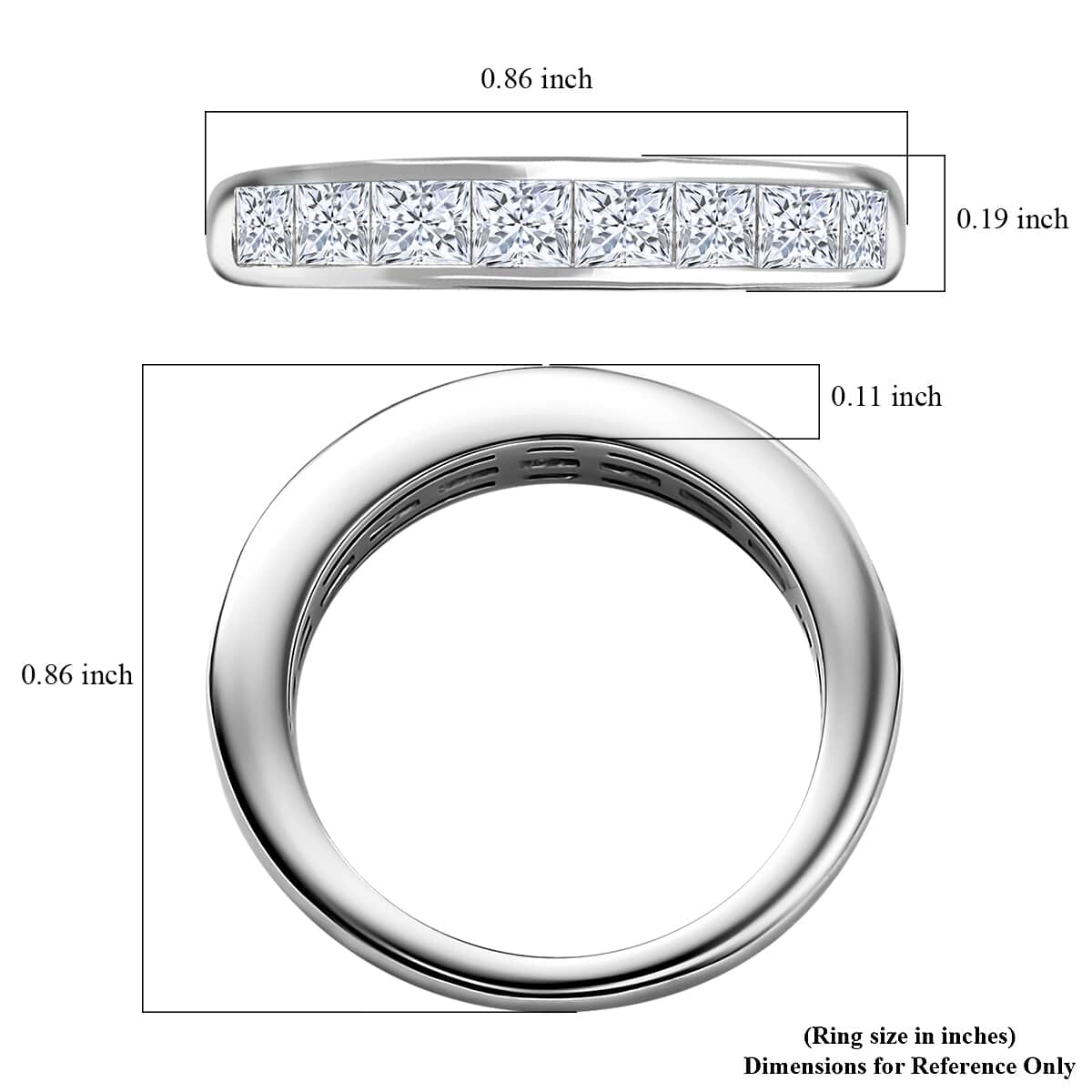 Moissanite Ring in Platinum Over Sterling Silver (Size 8.0) 1.25 ctw image number 5