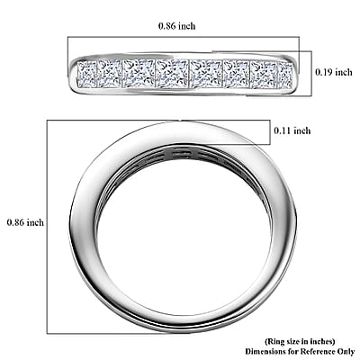 Moissanite 1.25 ctw Ring in Platinum Over Sterling Silver (Size 6.0)