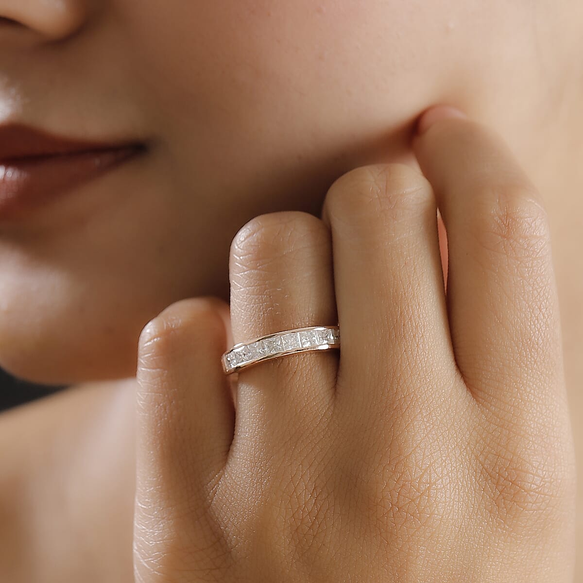 Moissanite 1.25 ctw Ring in Vermeil RG Over Sterling Silver (Size 9.0) image number 2