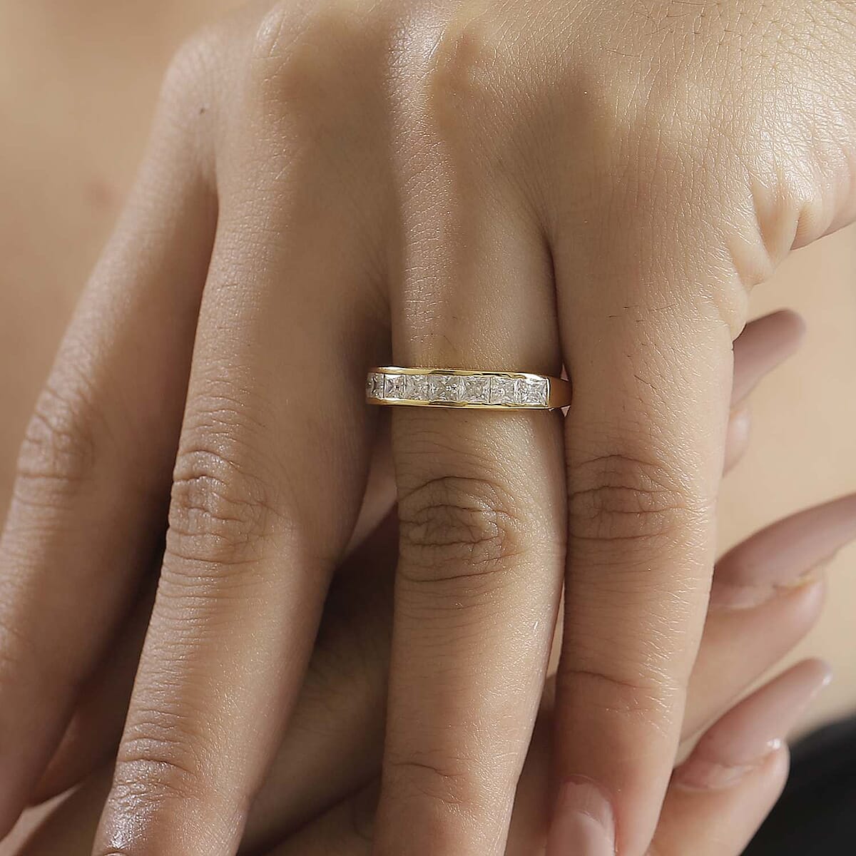 Moissanite 1.25 ctw Ring in Vermeil Yellow Gold Over Sterling Silver (Size 8.0)  image number 2