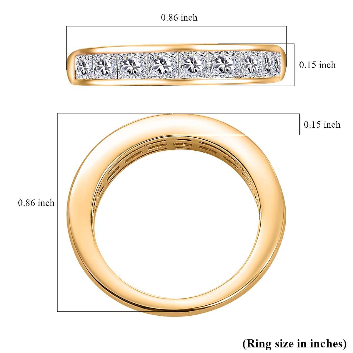 Moissanite 1.25 ctw Ring in Vermeil Yellow Gold Over Sterling Silver (Size 8.0)  image number 5