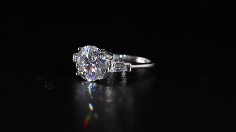 Moissanite Ring in Platinum Over Sterling Silver (Size 6.0) 3.40 ctw
