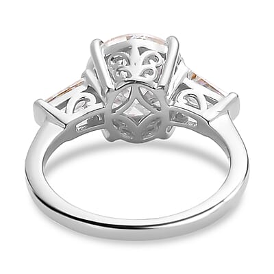 Moissanite Ring in Platinum Over Sterling Silver (Size 6.0) 3.40 ctw
