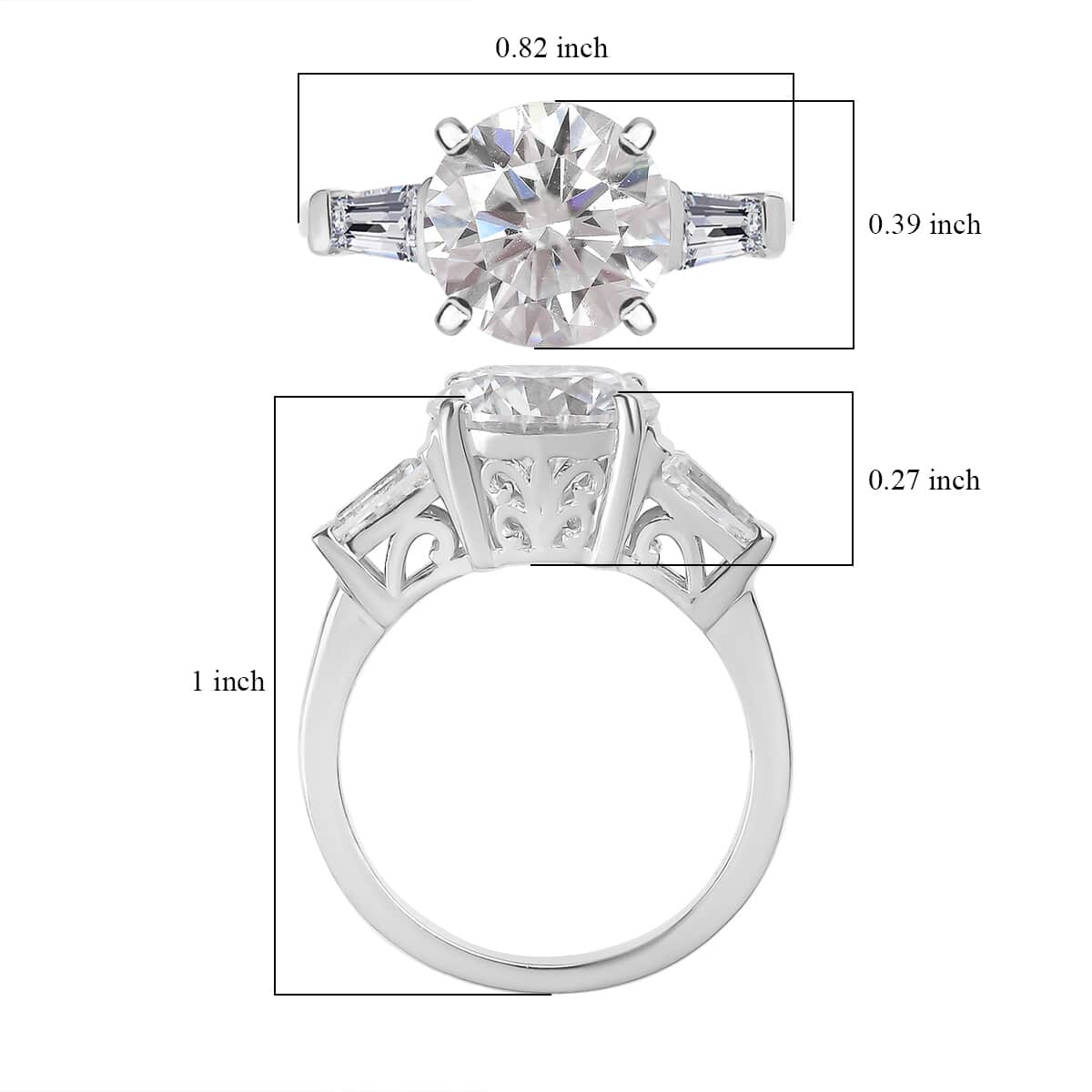 Moissanite Ring in Platinum Over Sterling Silver (Size 9.0) 3.40 ctw image number 5