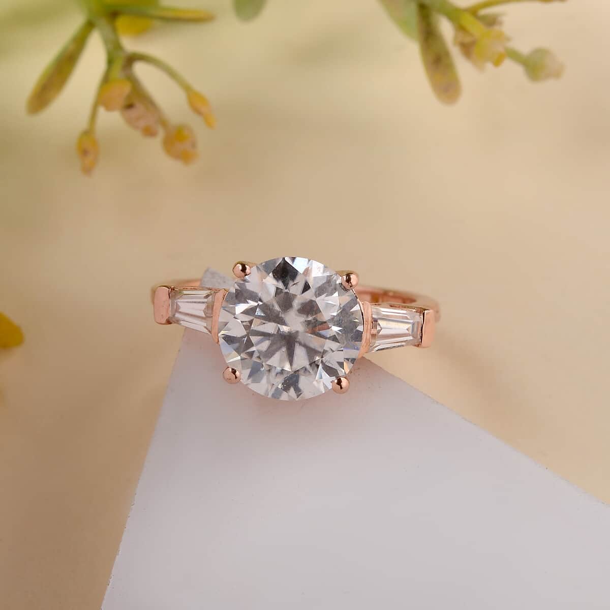 Moissanite Ring in Vermeil Rose Gold Over Sterling Silver (Size 6.0) 3.40 ctw image number 1