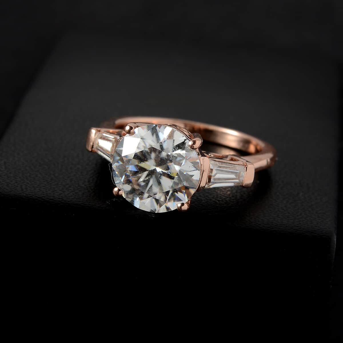 Moissanite Ring in Vermeil Rose Gold Over Sterling Silver (Size 6.0) 3.40 ctw image number 2